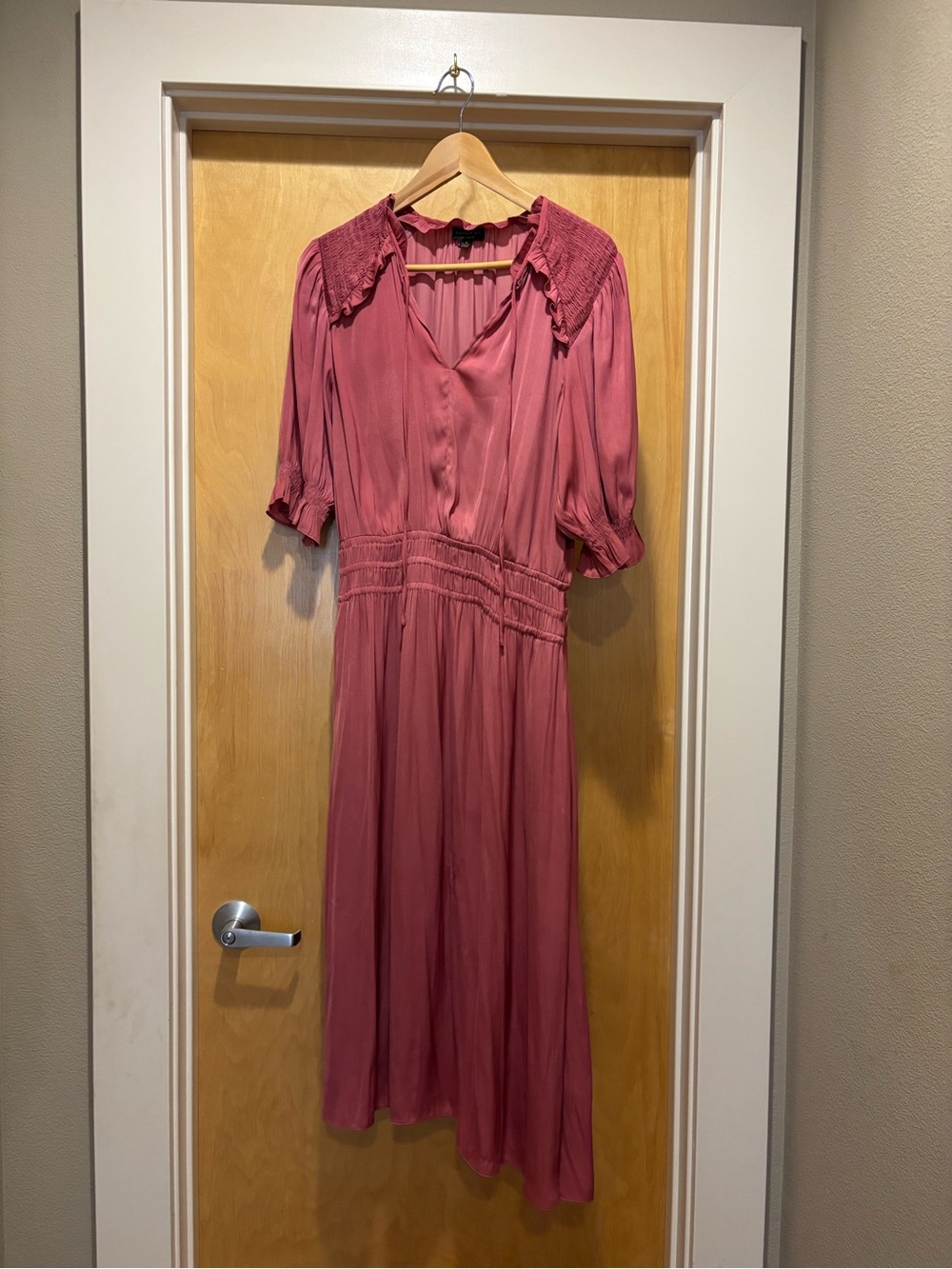 Anthropology Current Air Los Angeles Satin Midi Dress – Dusty Rose, Size M